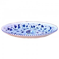 Oval serving plate majolica ceramic Deruta blue rooster Orvietano