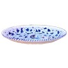 Piatto ovale da portata ceramica maiolica Deruta gallo blu Orvietano