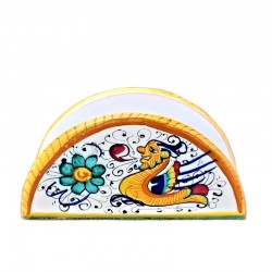 Portatovaglioli ceramica maiolica Deruta dipinto a mano decoro Raffaellesco mezza luna
