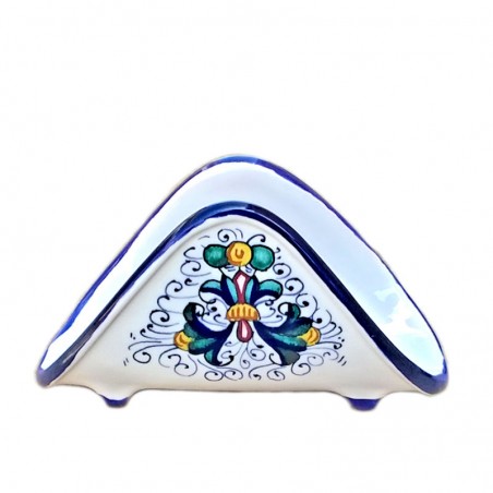 Portatovaglioli ceramica maiolica Deruta ricco Deruta blu