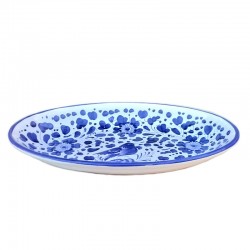 Oval serving plate majolica ceramic Deruta blue arabesque