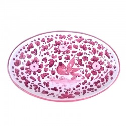 Oval serving plate majolica ceramic Deruta red arabesque