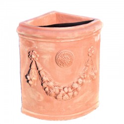 Assisi corner vase terracotta with festoon handmade