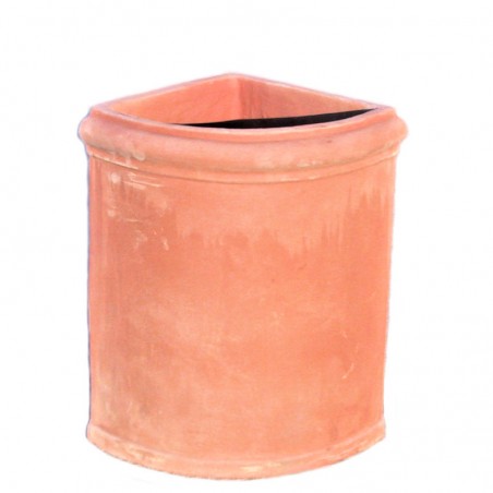 Smooth angular vase in terracotta hand made model Assisi