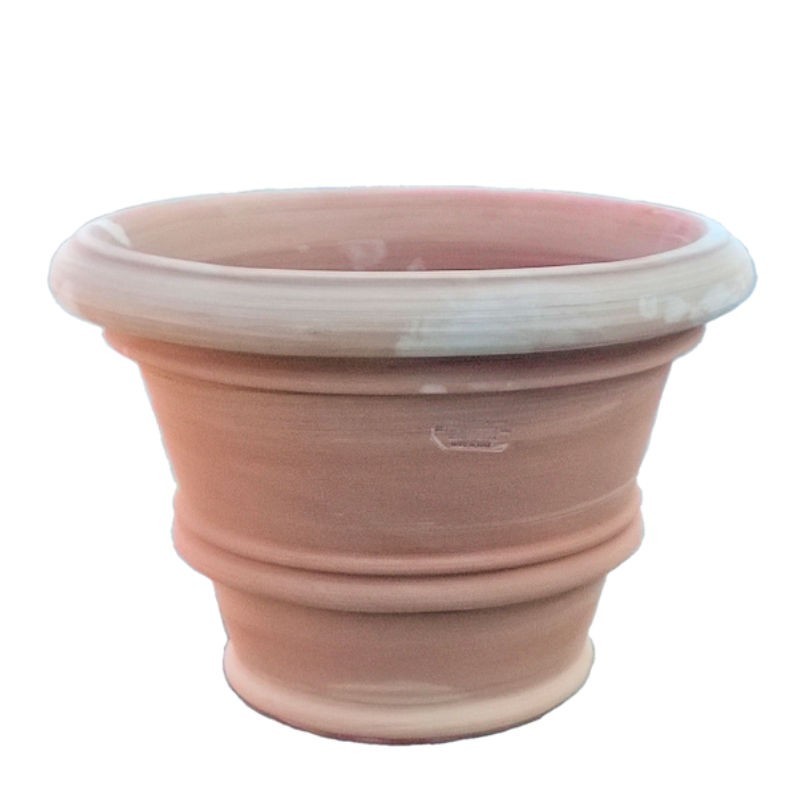 Classic vase smooth with edge terracotta hand made