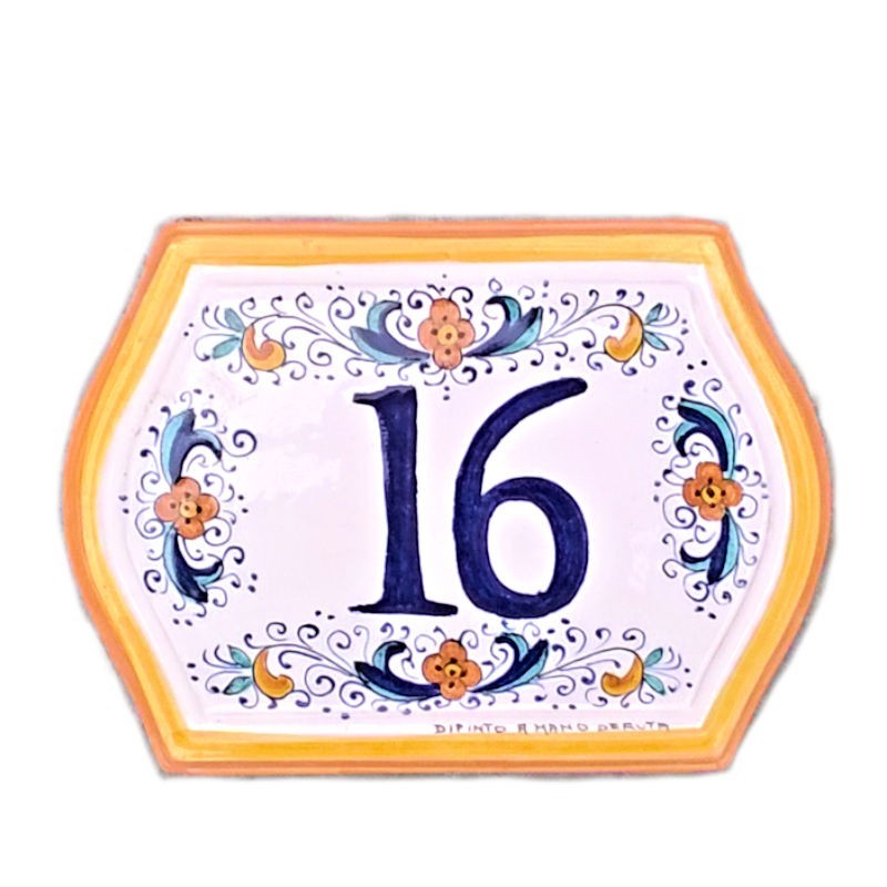House Number Ceramic A Yellow Border
