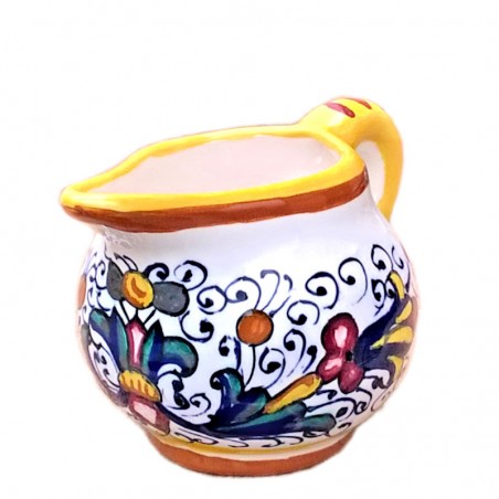 Milk jug Deruta majolica ceramic hand painted with rich Deruta yellow decoration