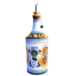 Oliera ceramica maiolica Deruta cilindrica dipinta a mano decoro Raffaellesco