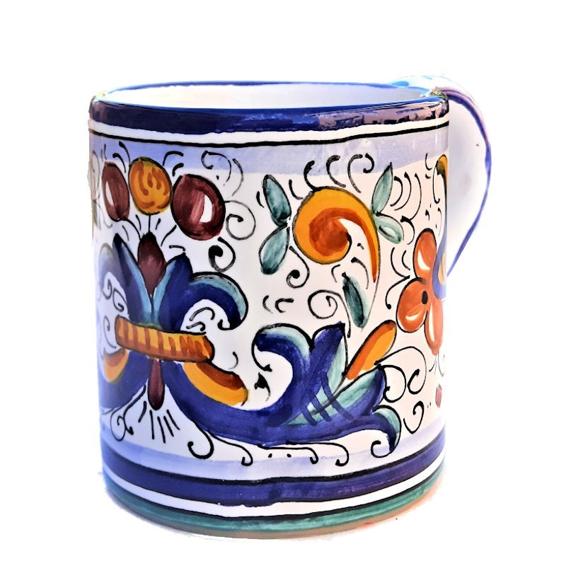 Mug majolica ceramic Deruta rich Deruta blue