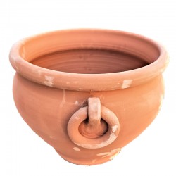 Round terracotta planter with rings handmade