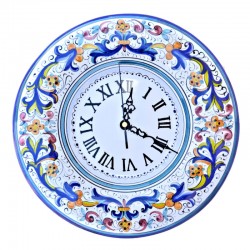 Wall clock majolica ceramic Deruta rich Deruta blue