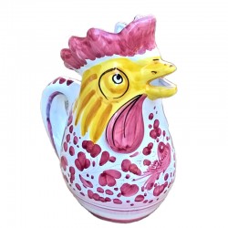Rooster pitcher majolica ceramic Deruta red arabesque