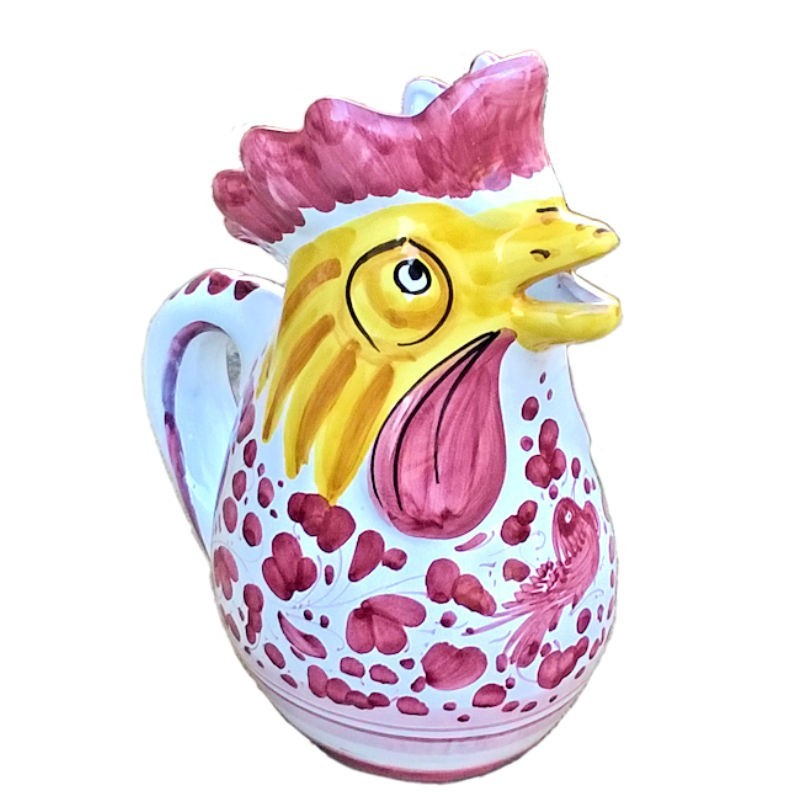 Rooster jug Deruta majolica hand painted  red Arabesque