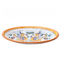 Oval serving plate majolica ceramic Deruta raphaelesque