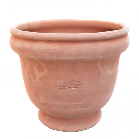 Round smooth terracotta planter Deruta model hand made