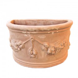 Wall vase terracotta with festoon handmade