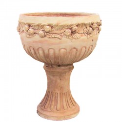 Terracotta footed vase fruit handmade