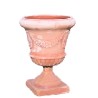 Terracotta footed vase with festoon handmade