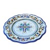 Piatto tavola ceramica maiolica Deruta dipinto a mano decoro ricco Deruta blu centrino smerlato