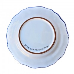 Dessert, flat and soup plate ceramic majolica Deruta rich Deruta blue scalloped