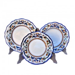 Servizio piatti tavola smerlati ceramica maiolica Deruta ricco Deruta blu