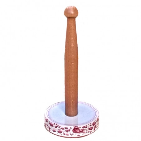 Roll holder Deruta majolica ceramic hand painted red Arabesque decoration