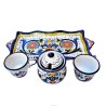 Coffee Service With 2 Cups, Sugar Bowl and Tray Rich Deruta Blue