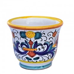 Tazzina Caffè ceramica maiolica Deruta dipinta a mano decoro Ricco Deruta giallo CC 80