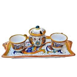 Coffee set majolica ceramic Deruta raphaelesque 4 PCS