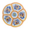 Antipastiera rotonda 6 scomparti ceramica maiolica Deruta Raffaellesco