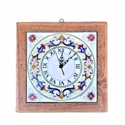 Clock majolica Ceramic Deruta rich Deruta antique wooden
