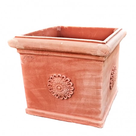 Hand made Terracotta cube with rose