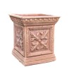 Square terracotta vase with leaf hand made Cm. 30