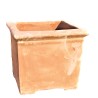 Smooth square terracotta vase with foot handmade