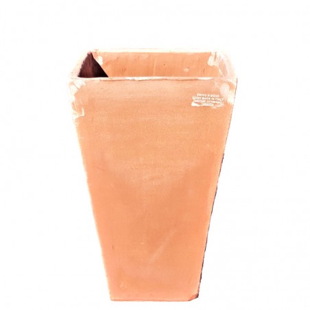 Smooth square high vase in terracotta hand made