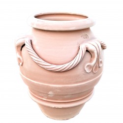 Terracotta jar with cord and handles handmade