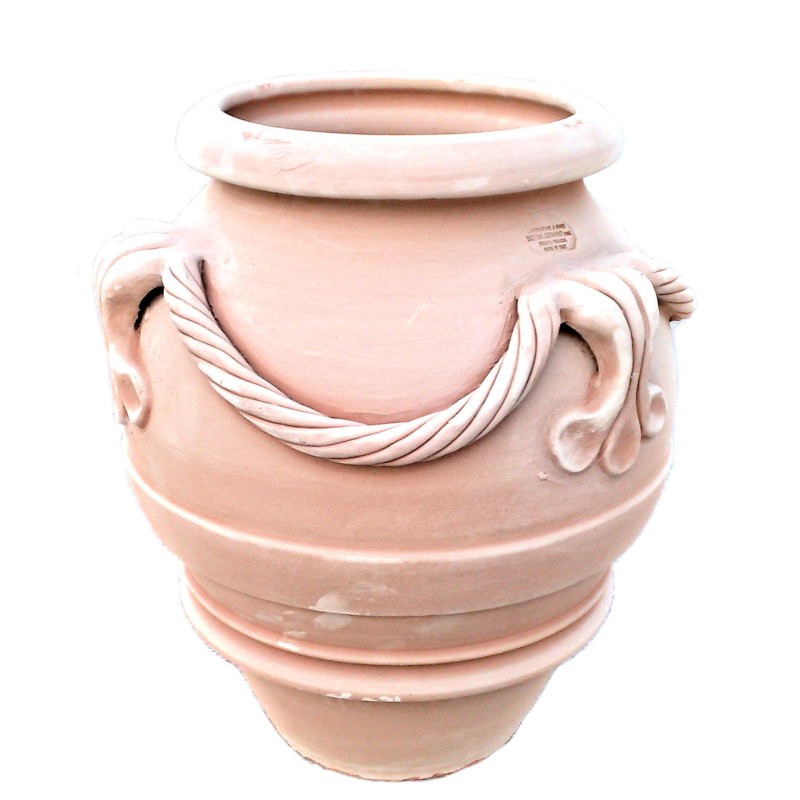 Terracotta jar with cord and handles hand made