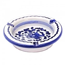 Round ashtray majolica ceramic Deruta blue arabesque