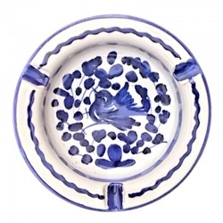 Posacenere rotondo ceramica maiolica Deruta arabesco blu