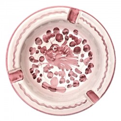 Round ashtray majolica ceramic Deruta red arabesque