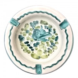 Posacenere ceramica maiolica Deruta dipinto a mano decoro arabesco verde rotondo