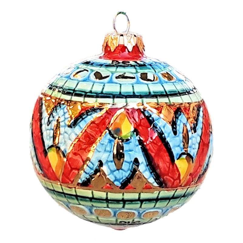 Christmas ornaments ball Deruta majolica ceramic hand painted with Gold decoration 3