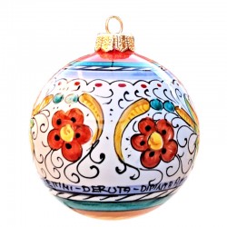 Palla di Natale ceramica maiolica Deruta dipinta a mano decoro Raffaellesco