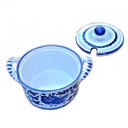 Formaggiera ceramica maiolica Deruta dipinta a mano decoro Arabesco Blu
