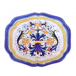 Legumiera ovale ceramica maiolica Deruta ricco Deruta blu