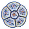 Round appetizer tray 6 compartments majolica ceramic Deruta rich Deruta blue