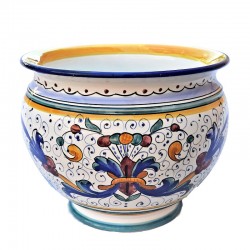 Deruta majolica vase holder hand painted Rich Deruta Blue decoration