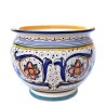 Porta vaso cachepot ceramica maiolica Deruta dipinto a mano decoro Ricco Deruta Blu