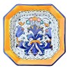 Piatto tavola ottagonale ceramica maiolica Deruta ricco Deruta blu