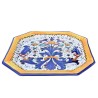 Piatto tavola ottagonale ceramica maiolica Deruta ricco Deruta blu